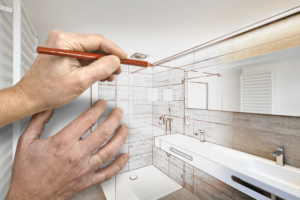 Drawing,Renovation,Of,A,Luxury,Bathroom,Estate,Home,Shower